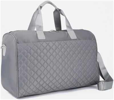 Сумка дорожная на молнии, наружный карман, длинный ремень, держатель для чемодана, цвет серый / 10395676
