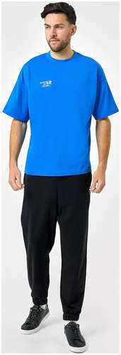 Хлопковая футболка оверсайз синяя с надписью Mark Formelle / 103168676 - вид 2