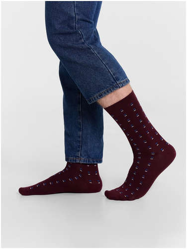 Носки мужские бордовые с узором высокие Mark Formelle 103223237