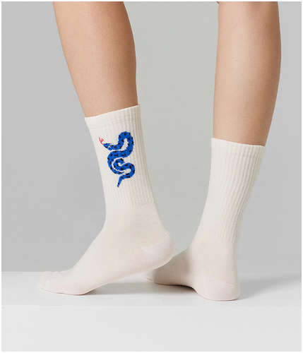 Носки женские белые с узором в виде змеи Mark Formelle / 103220413 - вид 2