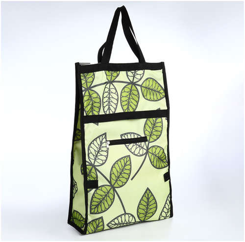 Сумка хозяйственная складная на липучке, 2 колеса, наружный карман, цвет зеленый 103231147