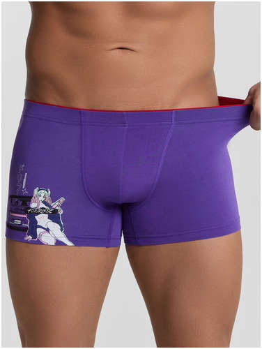 Трусы боксеры мужские фиолетовые с принтом Mark Formelle / 103218556 - вид 2