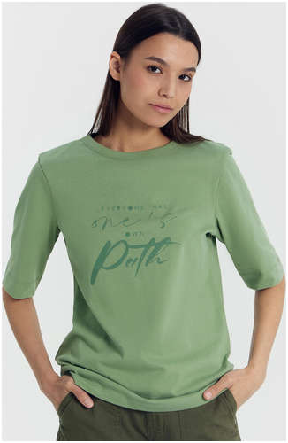 Футболка женская зеленая с печатью Mark Formelle 103196867