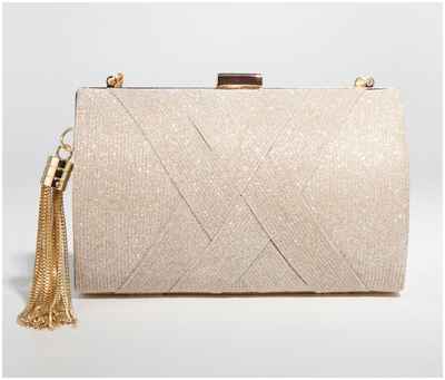 Сумка-клатч на фермуаре, цвет бежевый 1031407