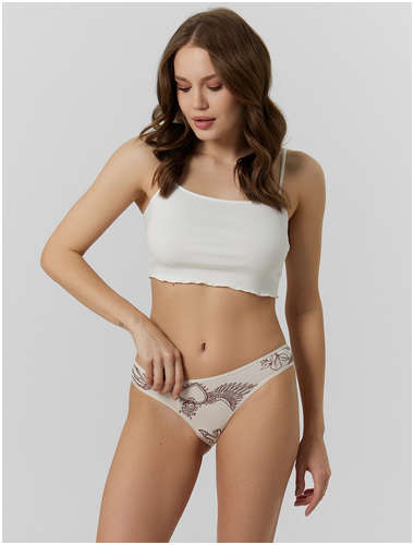 Трусы слипы женские кремовые с принтом Mark Formelle 103231088