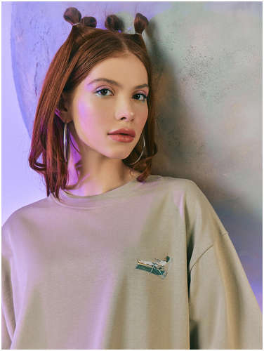 Футболка женская серая с принтом из коллекции Mark Formelle / 103228214 - вид 2