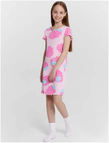 Сорочка ночная для девочек розовая с принтом Mark Formelle / 103233970 - вид 2