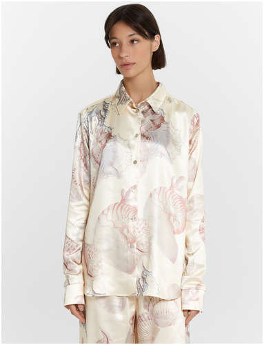 Блузка женская бежевая с принтом Mark Formelle 103240791