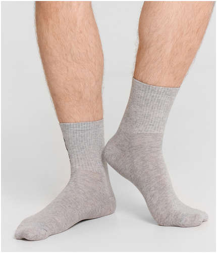 Носки мужские серые с рисунком и надписью Mark Formelle / 103239323 - вид 2