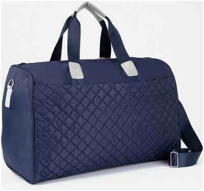 Сумка дорожная на молнии, наружный карман, длинный ремень, держатель для чемодана, цвет синий 10394808