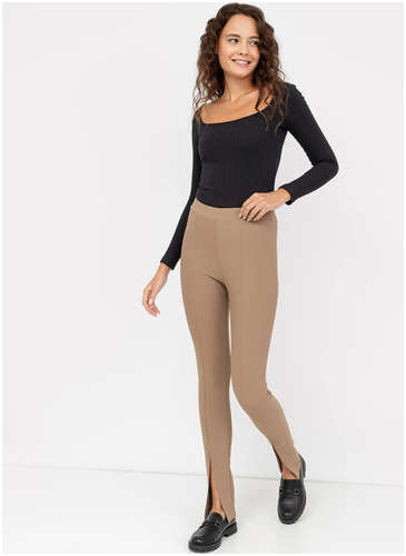 Облегающие женские брюки с разрезами в кофейном оттенке Mark Formelle 103165799