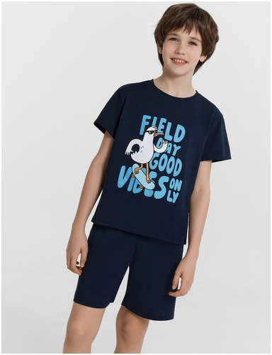 Комплект для мальчиков синий с принтом и надписью Mark Formelle 103232943