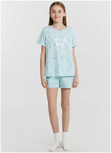 Комплект домашний для девочек голубой с единорогами Mark Formelle / 103236449 - вид 2