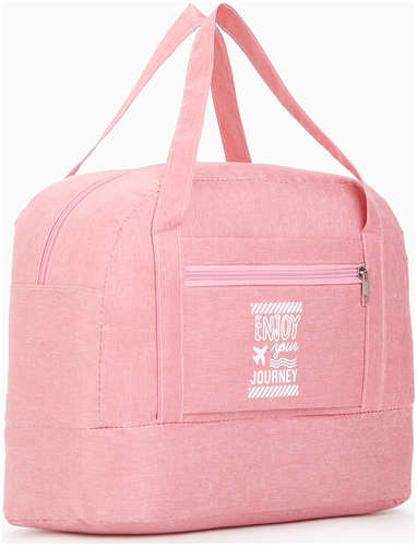Сумка дорожная на молнии, отдел для обуви, наружный карман, держатель для чемодана, розовая / 103221915 - вид 2