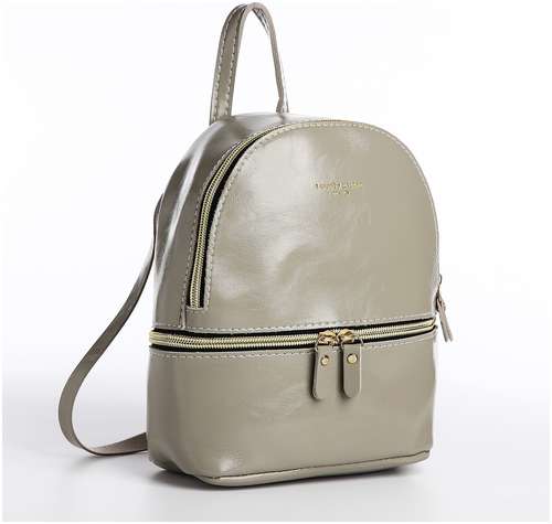 Мини-рюкзак из искусственной кожи на молнии, цвет серый / 103156058