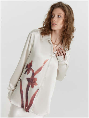 Блузка женская кремовая с принтом Mark Formelle 103231596