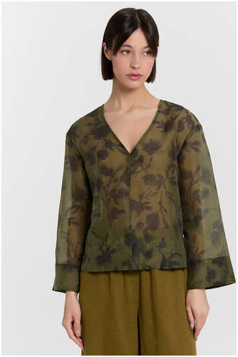 Блузка женская зеленая с цветочным принтом Mark Formelle 103242375