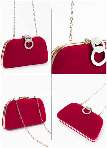 Сумка женская на фермуаре, малиновая / 103221760 - вид 2