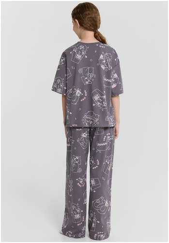 Комплект домашний для девочек серый с принтом Mark Formelle / 103238855 - вид 2