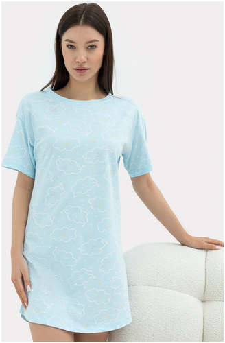 Сорочка ночная женская голубая с принтом Mark Formelle / 103172590 - вид 2