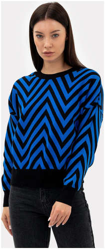 Джемпер женский синий с черным орнаментом Mark Formelle 103173167