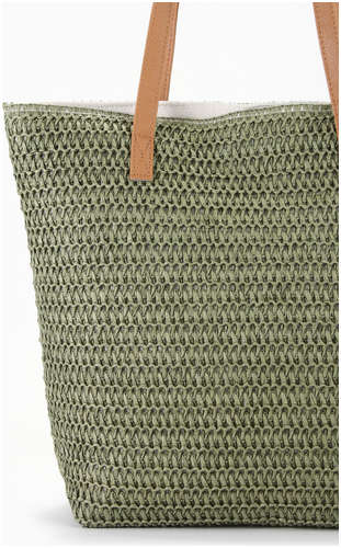 Сумка пляжная на молнии, на подкладке, зеленая / 103223057 - вид 2