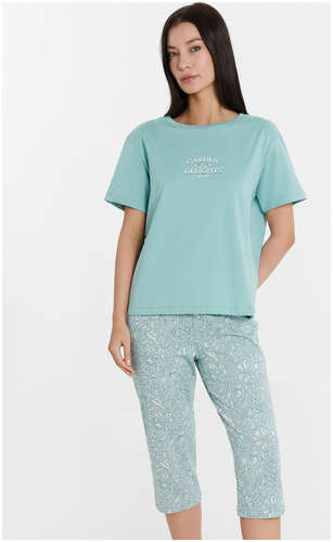 Комплект женский домашний голубой с принтом и надписью Mark Formelle / 103225510 - вид 2