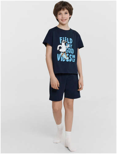 Комплект для мальчиков синий с принтом и надписью Mark Formelle / 103232943 - вид 2