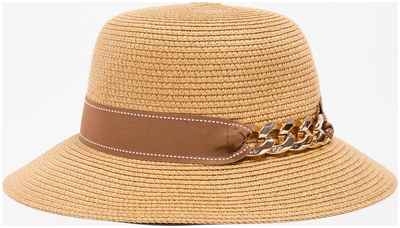 Шляпа женская с цепочкой minaku цвет бежевый, р-р 58 10381025