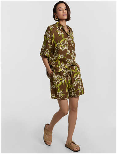 Шорты женские коричневые с принтом Mark Formelle 103238668