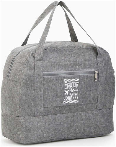 Сумка дорожная на молнии, отдел для обуви, наружный карман, держатель для чемодана, серая / 103221880 - вид 2