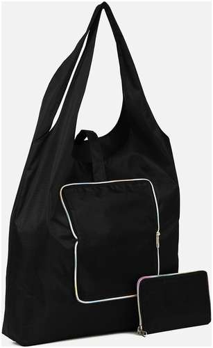 Сумка хозяйственная на кнопке, складная, цвет черный 103236380