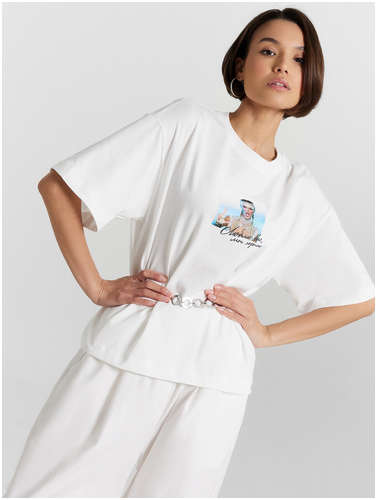 Футболка mark formelle x ольга бузова белая с принтом и надписью / 103231599 - вид 2