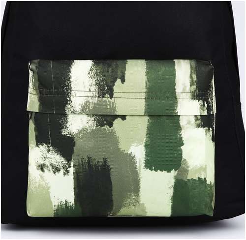 Рюкзак текстильный хаки, с карманом, 30х12х40см, цвет черный, зеленый NAZAMOK / 103150021 - вид 2