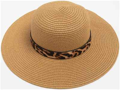 Шляпа женская с леопардовым ремешком minaku цвет коричневый, р-р 58 / 10355131