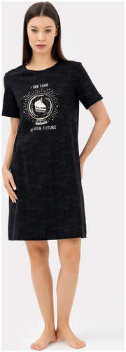 Сорочка ночная женская в черном цвете с оригинальным рисунком Mark Formelle / 103172149 - вид 2
