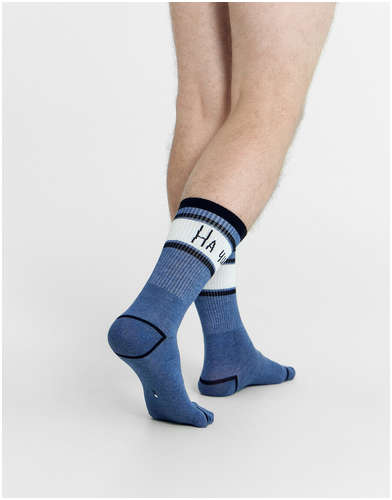 Носки мужские синие с рисунком в виде надписи Mark Formelle / 103224236 - вид 2