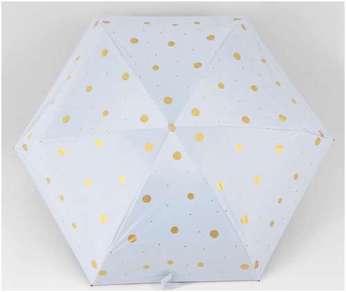Зонт механический, 6 спиц, цвет белый в золотой горошек. / 103132995 - вид 2