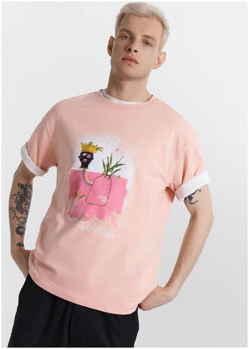 Футболка мужская розовая с принтом Mark Formelle 103231278