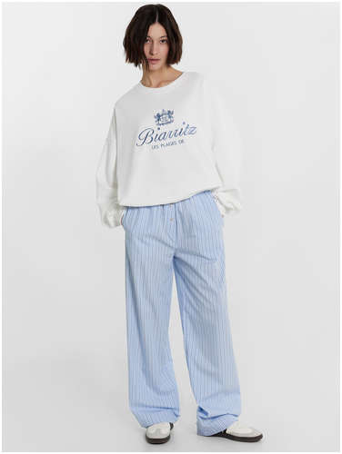 Брюки женские голубые в полоску Mark Formelle / 103234926 - вид 2