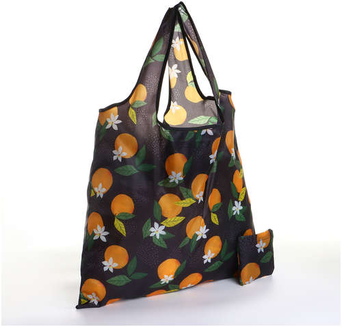 Сумка хозяйственная без застежки, складная, цвет черный 103229478