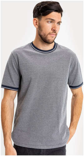 Хлопковая футболка серая с цветными манжетами Mark Formelle 103168663