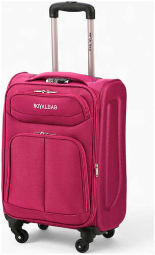 Чемодан на колесах royalbag маленький 46 л (s), на молнии, с увеличением, кодовый замок, 4 колеса, розовый 103241299
