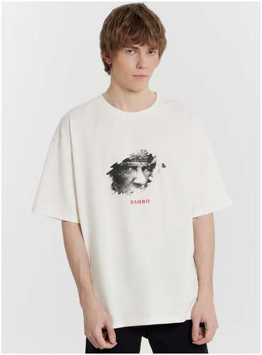 Футболка мужская кремовая с принтом и надписью Mark Formelle / 103228195 - вид 2