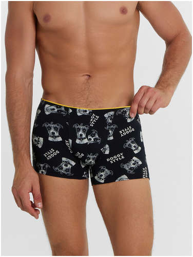 Трусы мужские боксеры черыне с принтом в виде джек-рассела Mark Formelle / 103224350 - вид 2