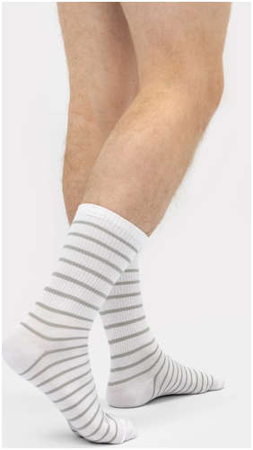 Носки мужские классические белые в серую полоску Mark Formelle / 103167422 - вид 2