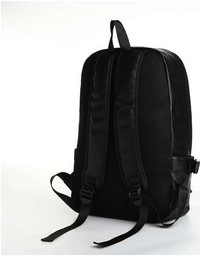 Рюкзак городской из искусственной кожи на молнии, 3 кармана, цвет черный / 103171364 - вид 2