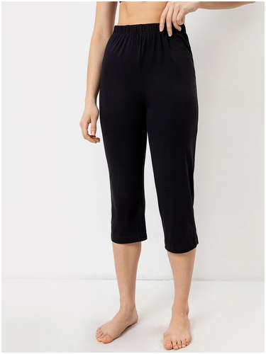 Хлопковые бриджи прямого силуэта в черном цвете Mark Formelle / 103189479 - вид 2