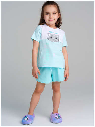 Комплект трикотажный фуфайка футболка шорты пижама классического пояс PLAYTODAY / 103188767