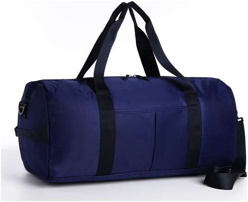 Сумка дорожная на молнии, наружный карман, отделение для обуви, держатель для чемодана, длинный ремень, цвет синий 103157006
